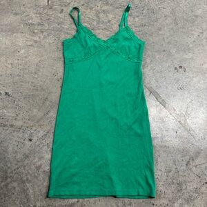 Ambiance Women's Kelly Green Lace Trim Sweetheart Tank Dress Size S Basics Y2k